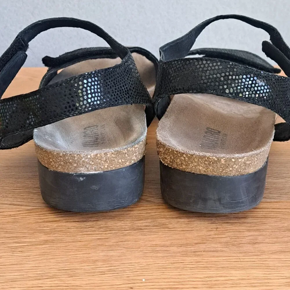 Munro Catelyn Sandals Women’s 11 Black Suede Wedge Ankle Strap Comfort Shoes